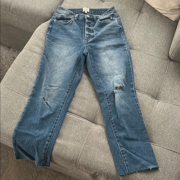 Gianni Bini Blue Straight Leg Jeans Distressed Casual - Picture 1 of 3
